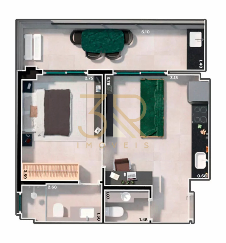 Apartamento, 1 quarto, 45 m² - Foto 1